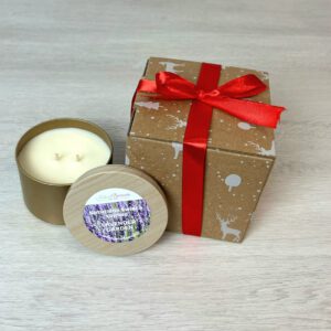 Naturalna świeca sojowa LAVENDER GARDEN w złotej puszce