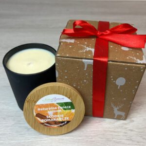 Naturalna świeca sojowa SŁODKIE POMARAŃCZE w świątecznym pakowaniu